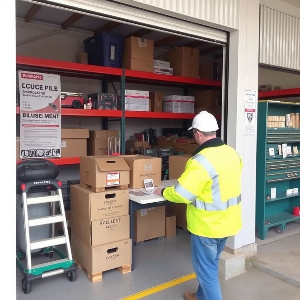 Cardboard boxes stacked inside a storage unit